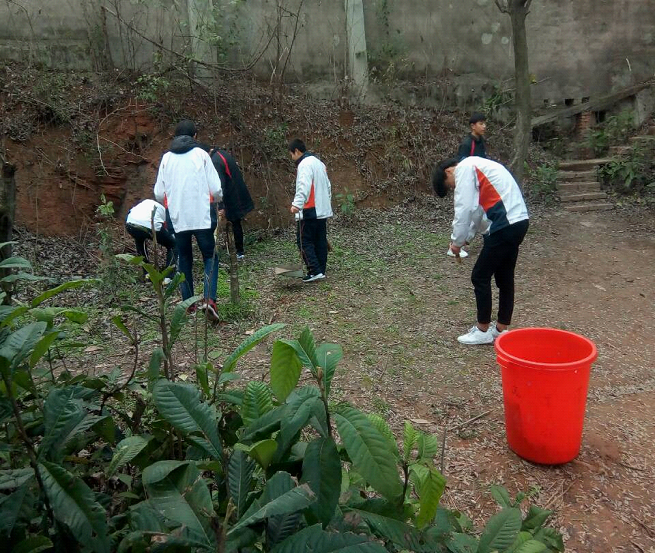 活动简报：学雷锋美化环境60余名学生对我校后山公园进行彻底清扫